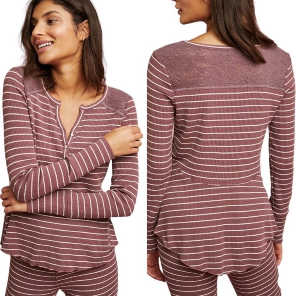 Anthro Pure + Good Thermal Stripe Henley